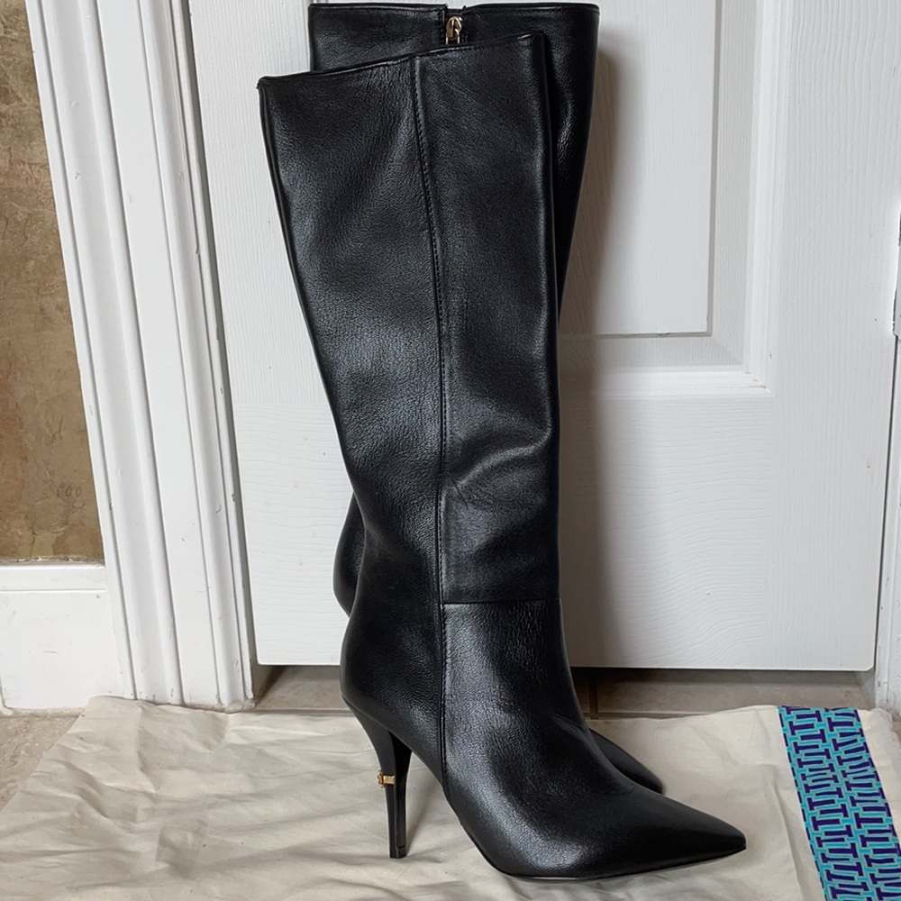 Tory Burch Leather Black Boots Size 9.5